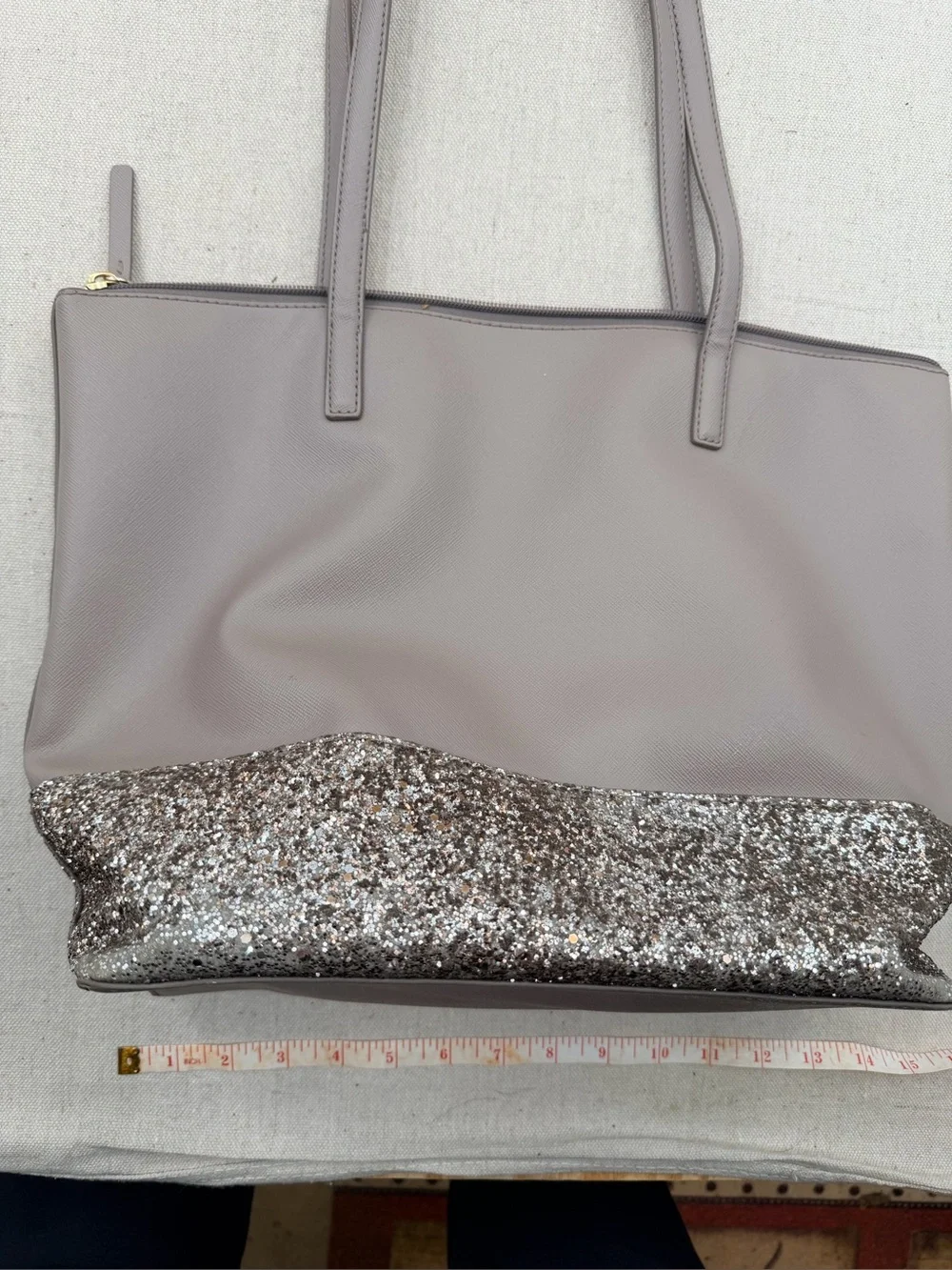 kate spade Gray Tote with Silver Glitter Base